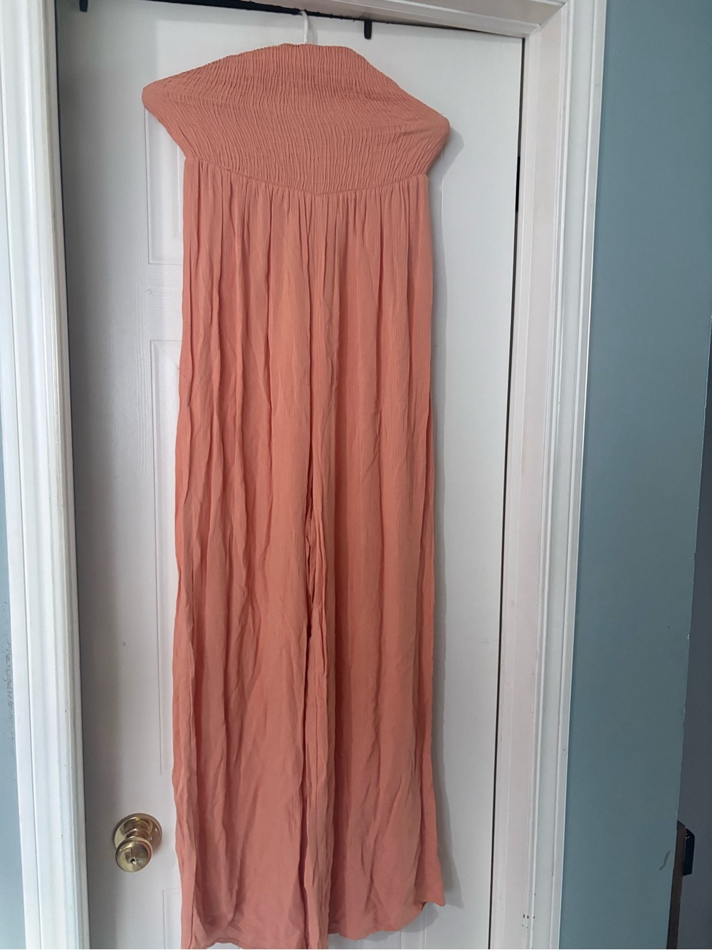 Strapless Smocked Waist Maxi Skirt - Peach